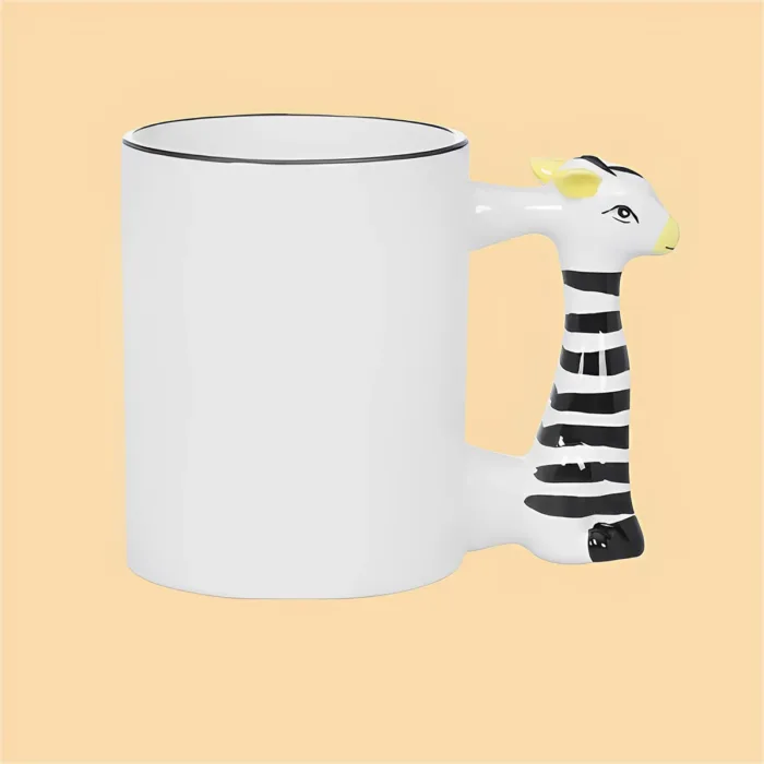 Mug blanc à poignée d'animaux