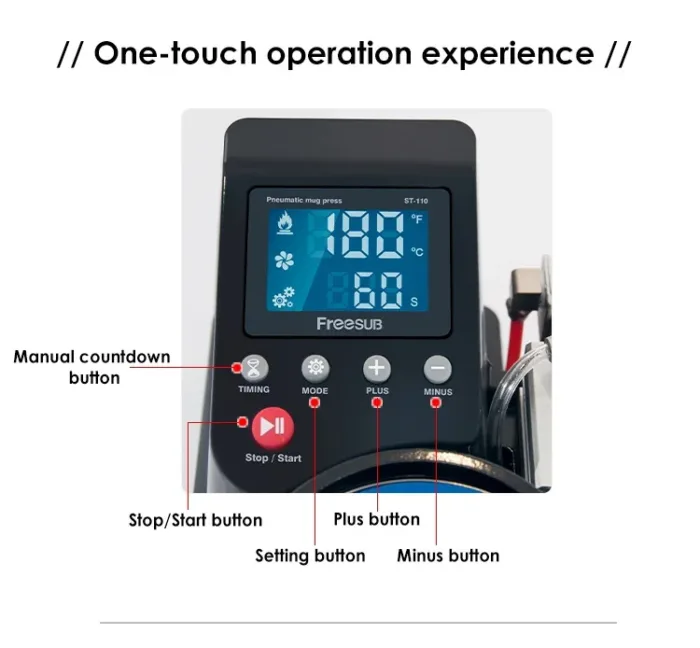 Interface de commande ST-110 avec écran LCD pour réglage température et temps de pressage