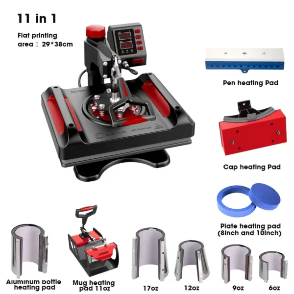 Presse à chaud 11 en 1 P8001 pour sublimation textile et objets au Maroc