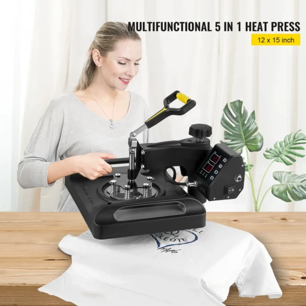 Vue technique de la presse à chaud P8001 5 en 1 avec interface de contrôle tactile