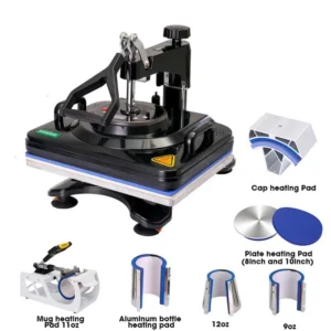 Machine sublimation 8 en 1 Noir - Machine thermique professionnelle pour transferts sur tissus et mugs