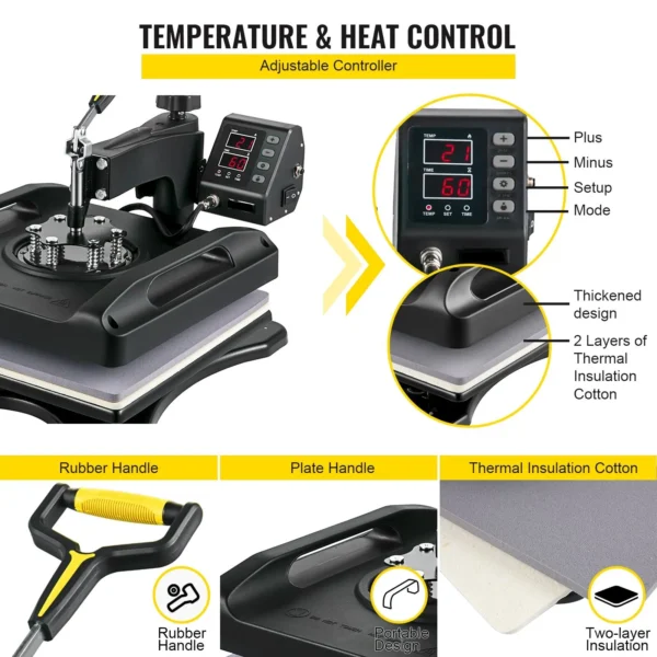 Machine de transfert thermique 8 en 1 avec accessoires interchangeables