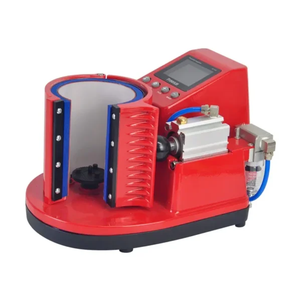Presse à mug ST-110 rouge - Machine automatique pour sublimation de mugs avec écran numérique et vérin pneumatique