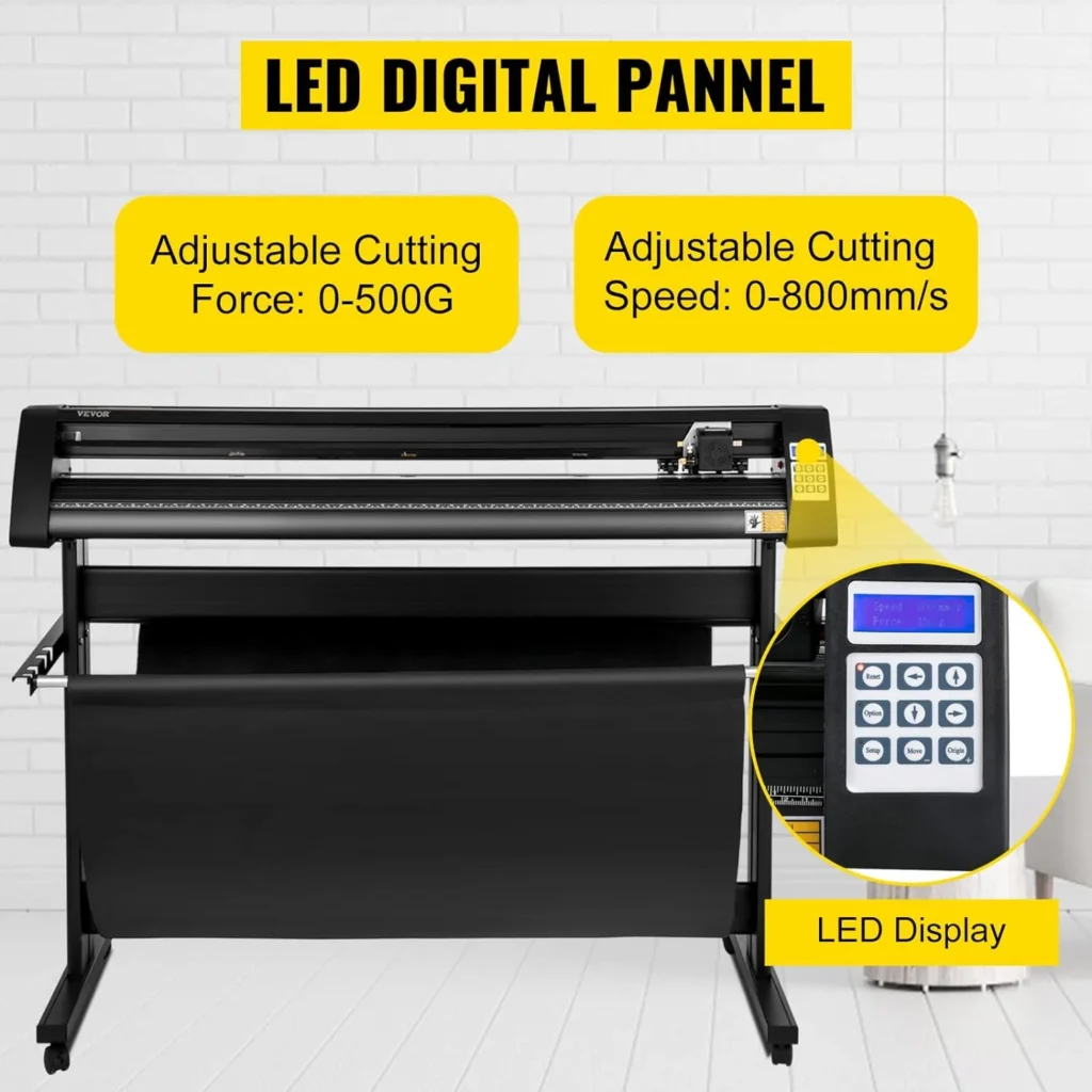 Plotter KH-1351E avec écran LED, vitesse réglable 0-800 mm/s et force de découpe 0-500G