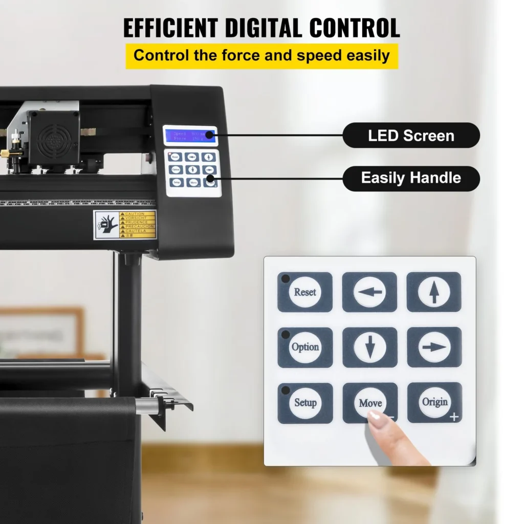 Écran LED et panneau de commande du plotter KH-720 mm – contrôle facile de la vitesse et de la force
