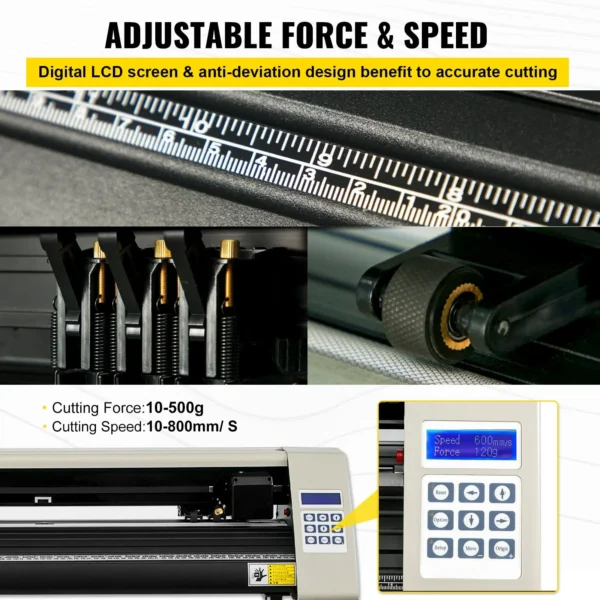 Réglage de la force et de la vitesse sur le plotter KH-720 mm – découpe précise avec écran LCD