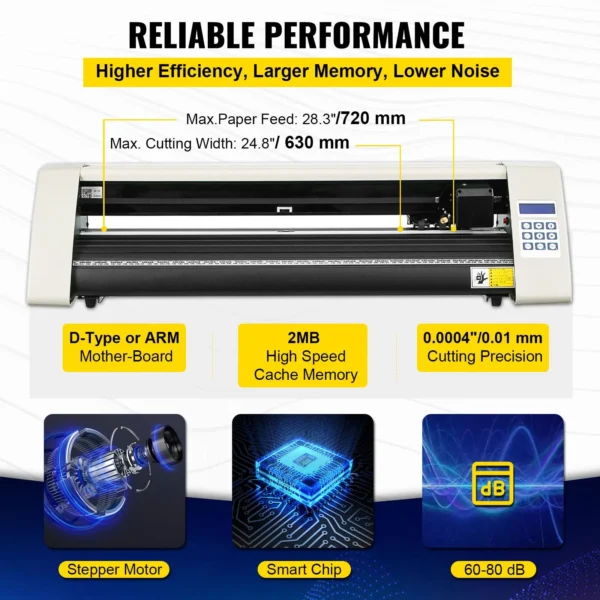 Caractéristiques techniques de la machine KH-720 mm – découpe 630 mm, précision 0.01 mm, mémoire 2MB