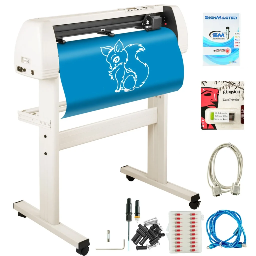 Plotter vinyle blanc KI-720 avec rouleau bleu et accessoires professionnels