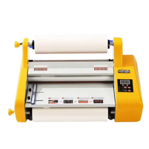 Plastifieuse FM-3520 avec rouleaux de laminage et écran de contrôle visible